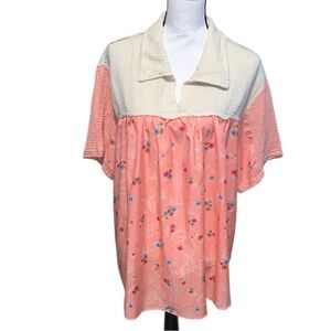 Two 2 Fly Short Sleeve Collared Shirt Floral Orange